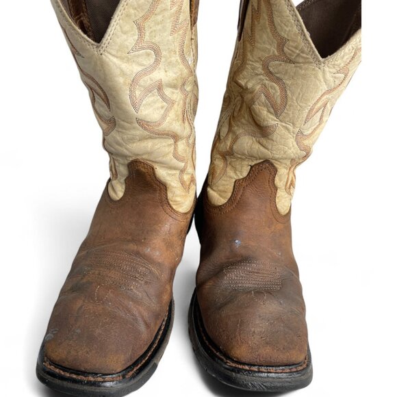 Ariat Square Toe Distressed Leather Western Cowboy Biker Work Boots Men's 12 D - Picture 4 of 13